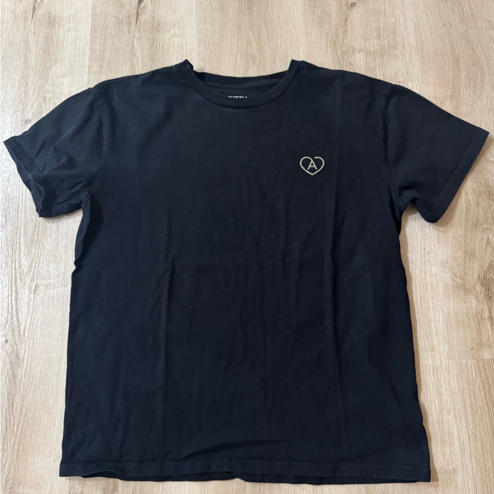 Aritzia Black T-Shirt with Heart Logo - Thank You Tee